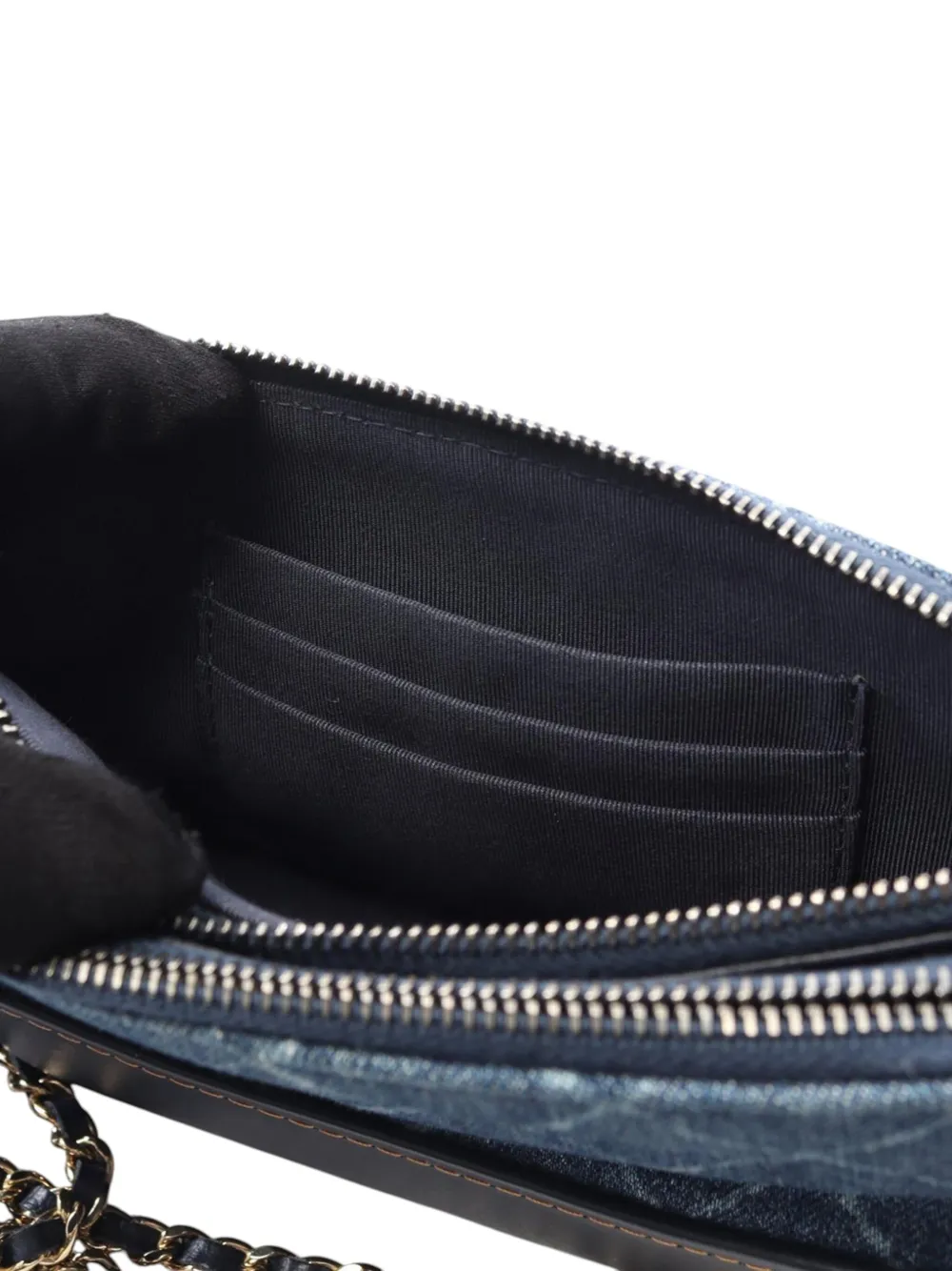 Pre-owned Chanel 2018 Printed Denim And Leather Gabrielle Clutch With Chain Shoulder Bag In Blue