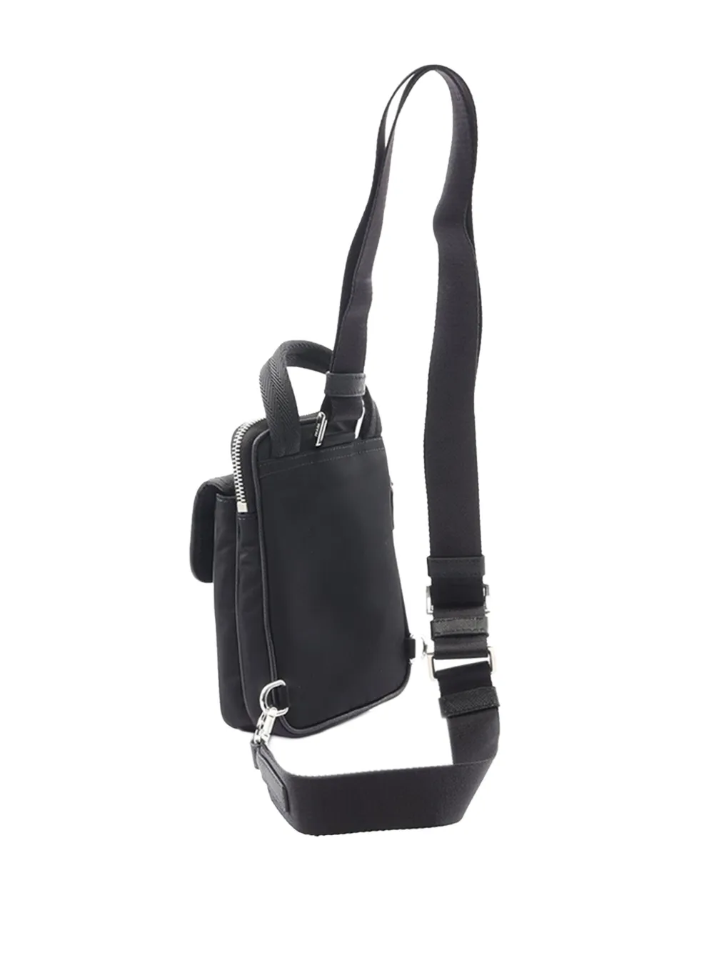 Pre-owned Prada 2013-2025 Re-nylon And Saffiano Smartphone Crossbody Bag In Black