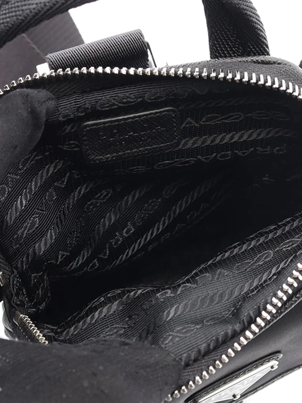 Pre-owned Prada 2013-2025 Re-nylon And Saffiano Smartphone Crossbody Bag In Black