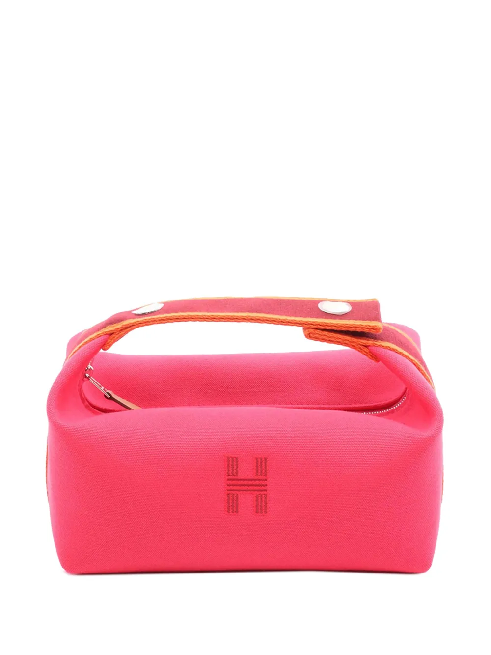 Pre-owned Hermes 2010-2025 Small Canvas Bride A Brac Vanity Bag In Pink