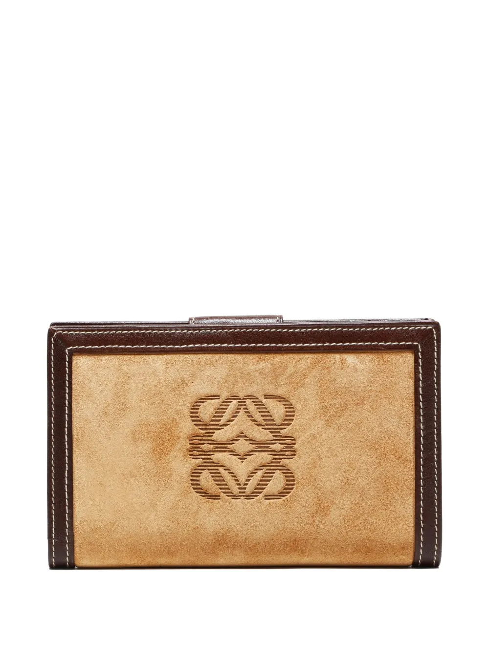 Pre-owned Loewe 1990s Anagram Stitched Wallet In Neutral