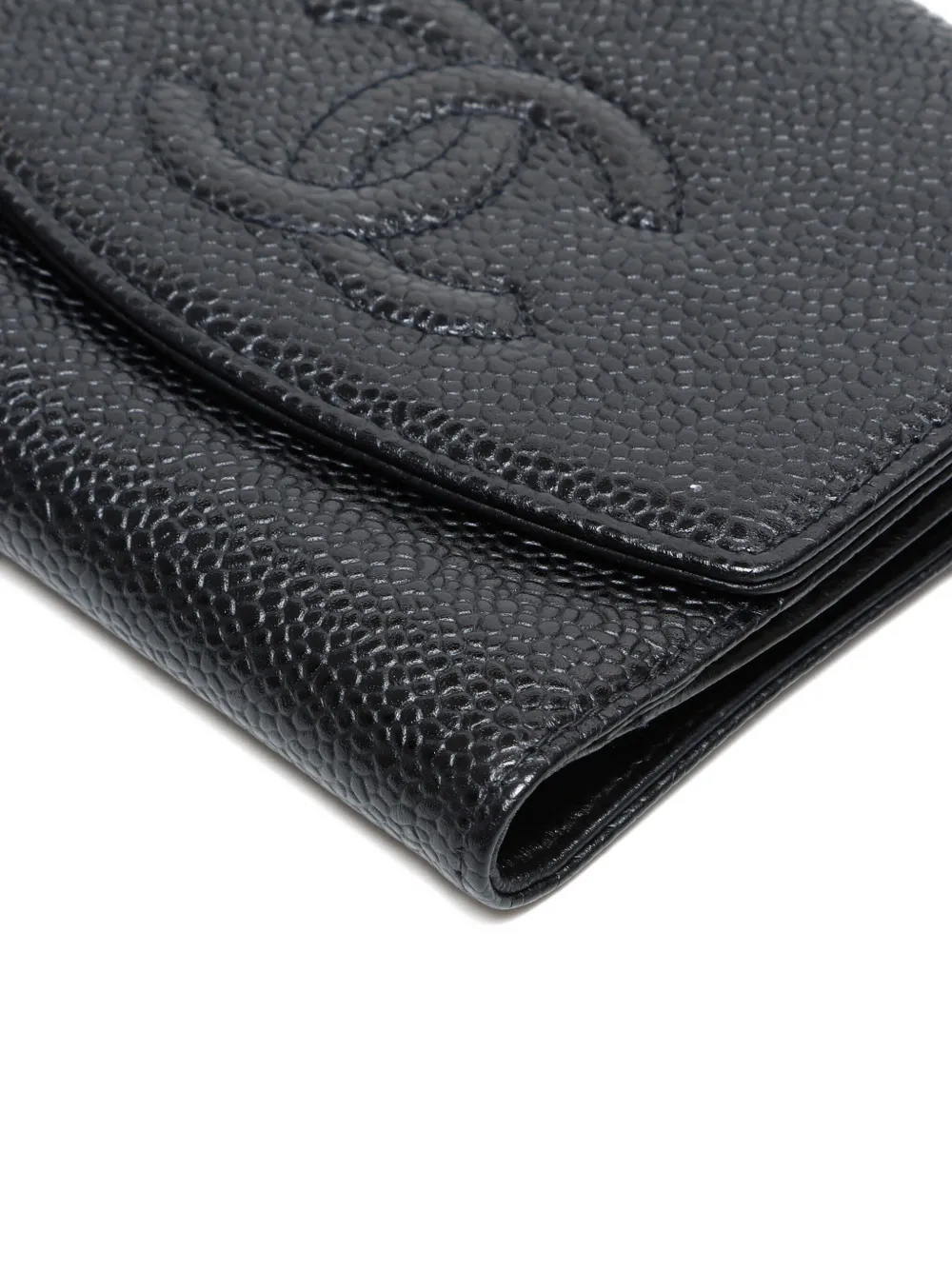 Pre-owned Chanel 1997-1999 Interlocking-cc Wallet In Black