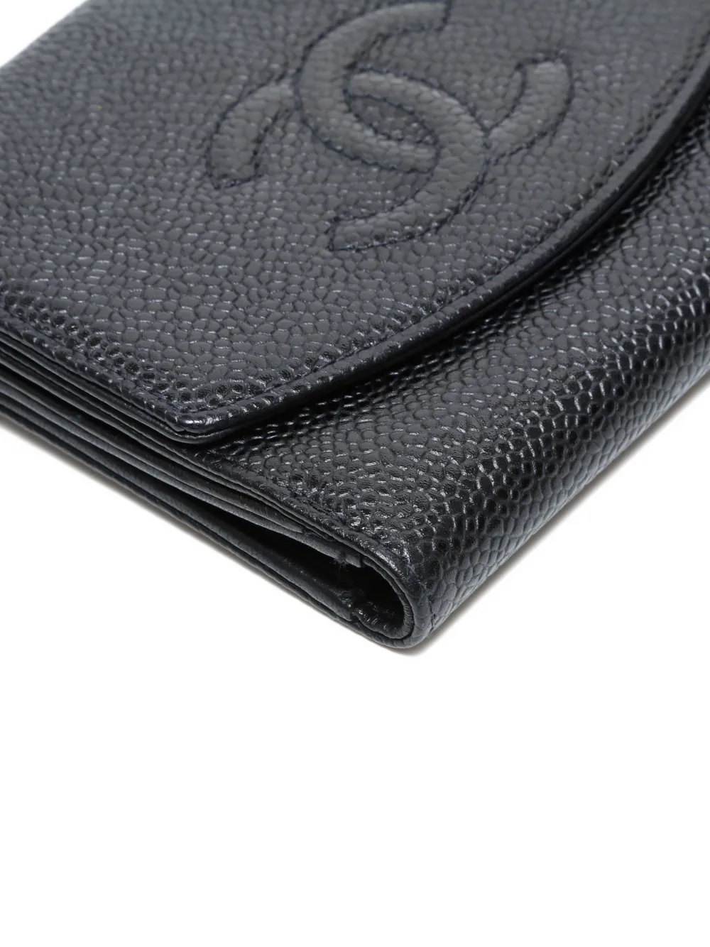 Pre-owned Chanel 1997-1999 Interlocking-cc Wallet In Black