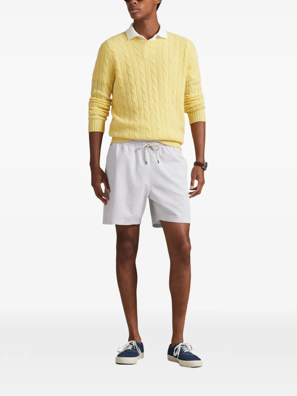 Polo Ralph Lauren Seersucker zwembroek met trekkoord Wit