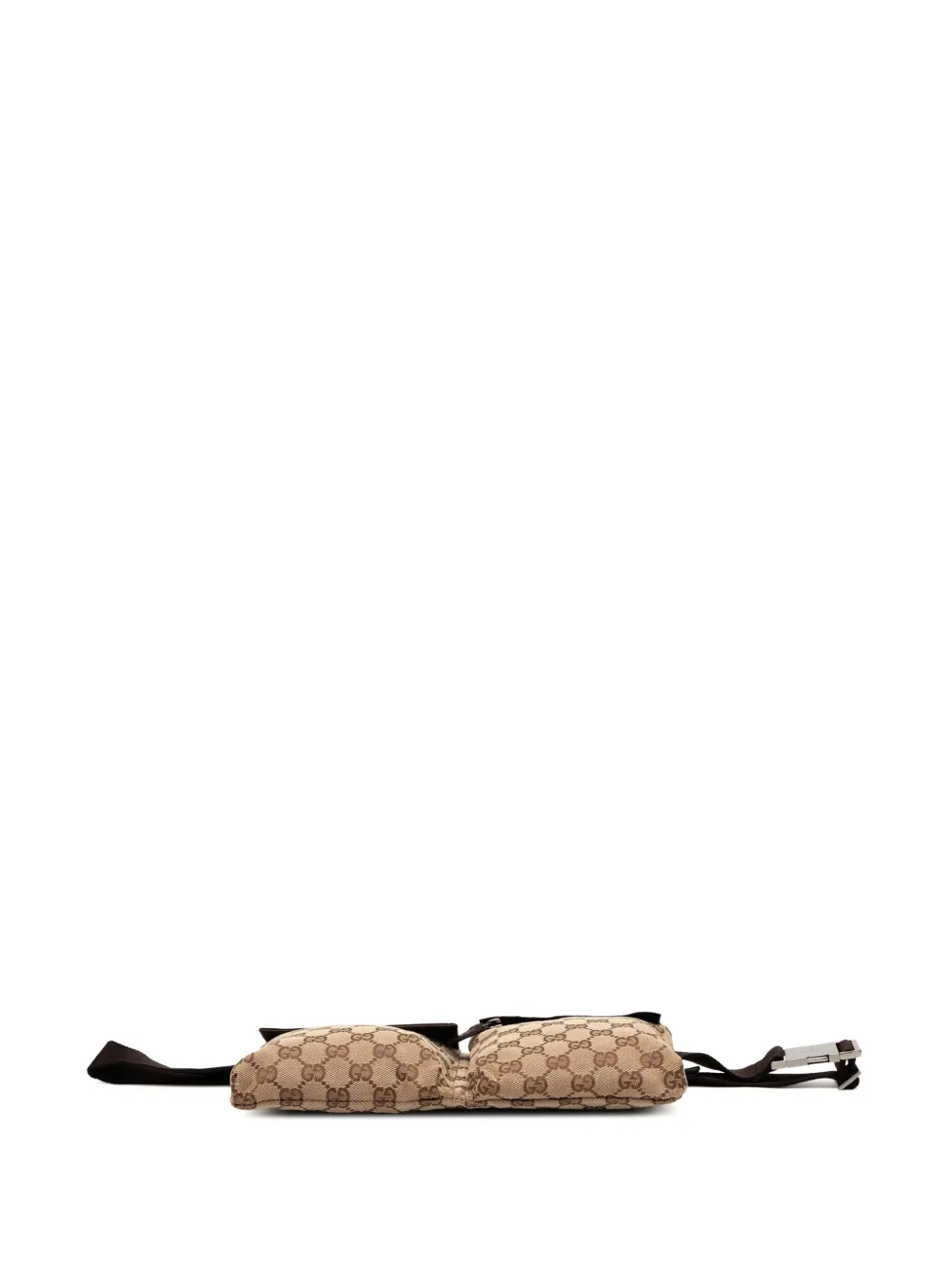 Pre-owned Gucci 2000-2015 Gg Canvas Double Pocket Belt Bag In Brown