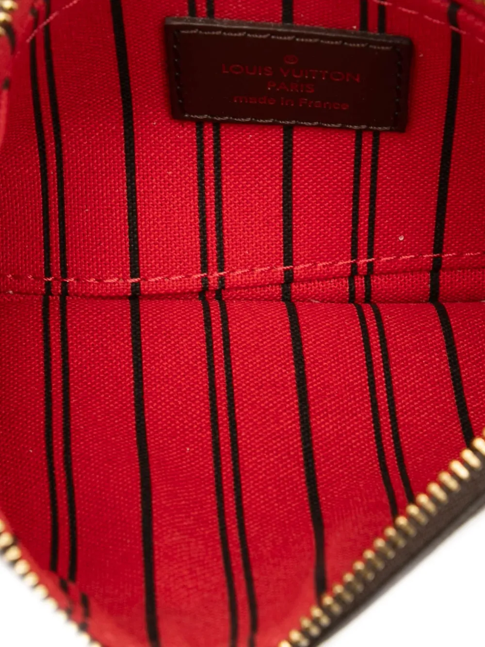 Pre-owned Louis Vuitton 2015 Damier Ebene Neverfull Pm Pouch In Brown