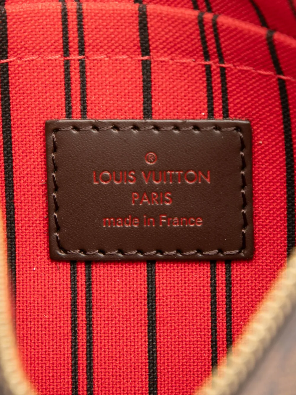 Pre-owned Louis Vuitton 2015 Damier Ebene Neverfull Pm Pouch In Brown