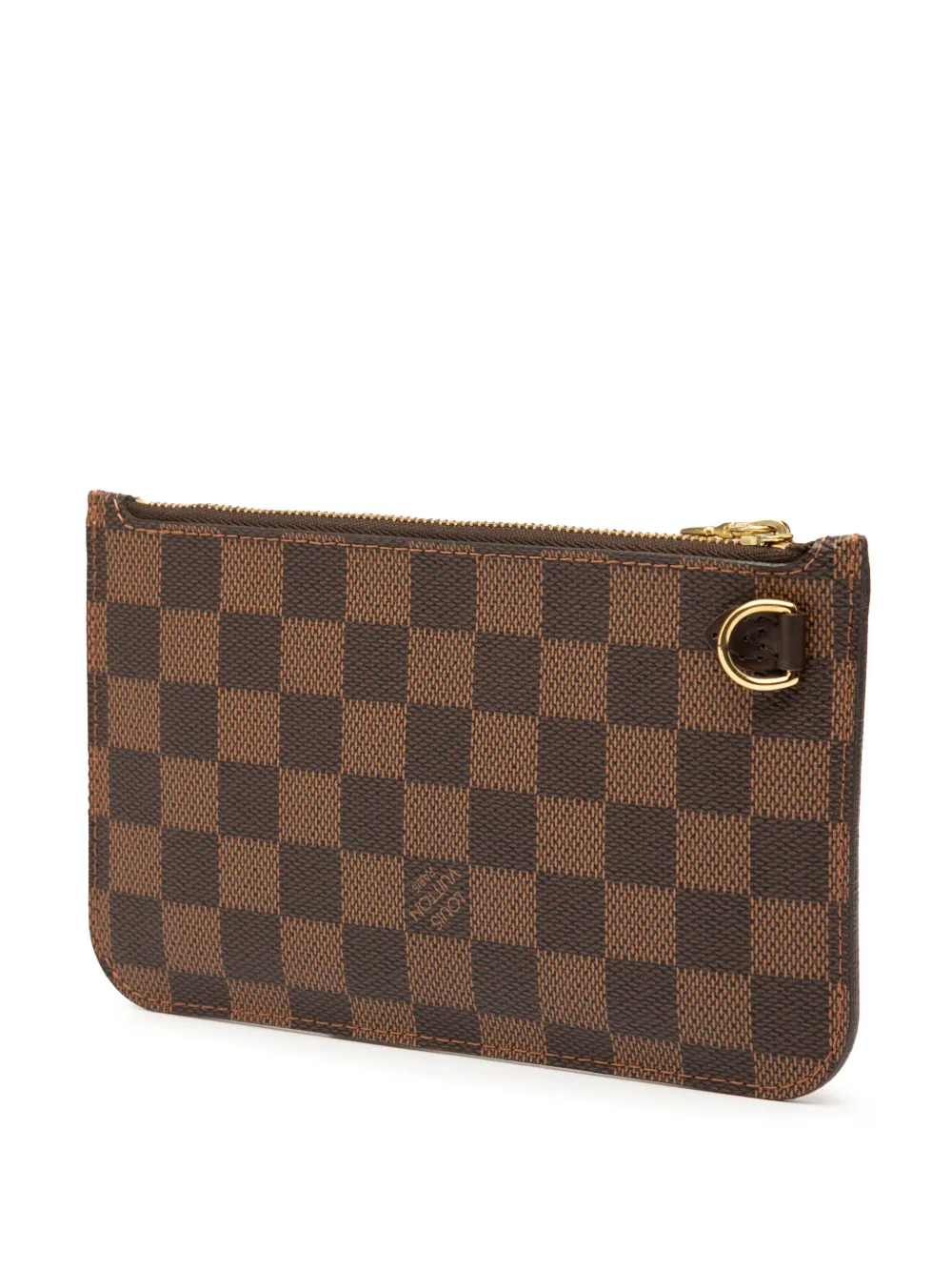 Pre-owned Louis Vuitton 2015 Damier Ebene Neverfull Pm Pouch In Brown