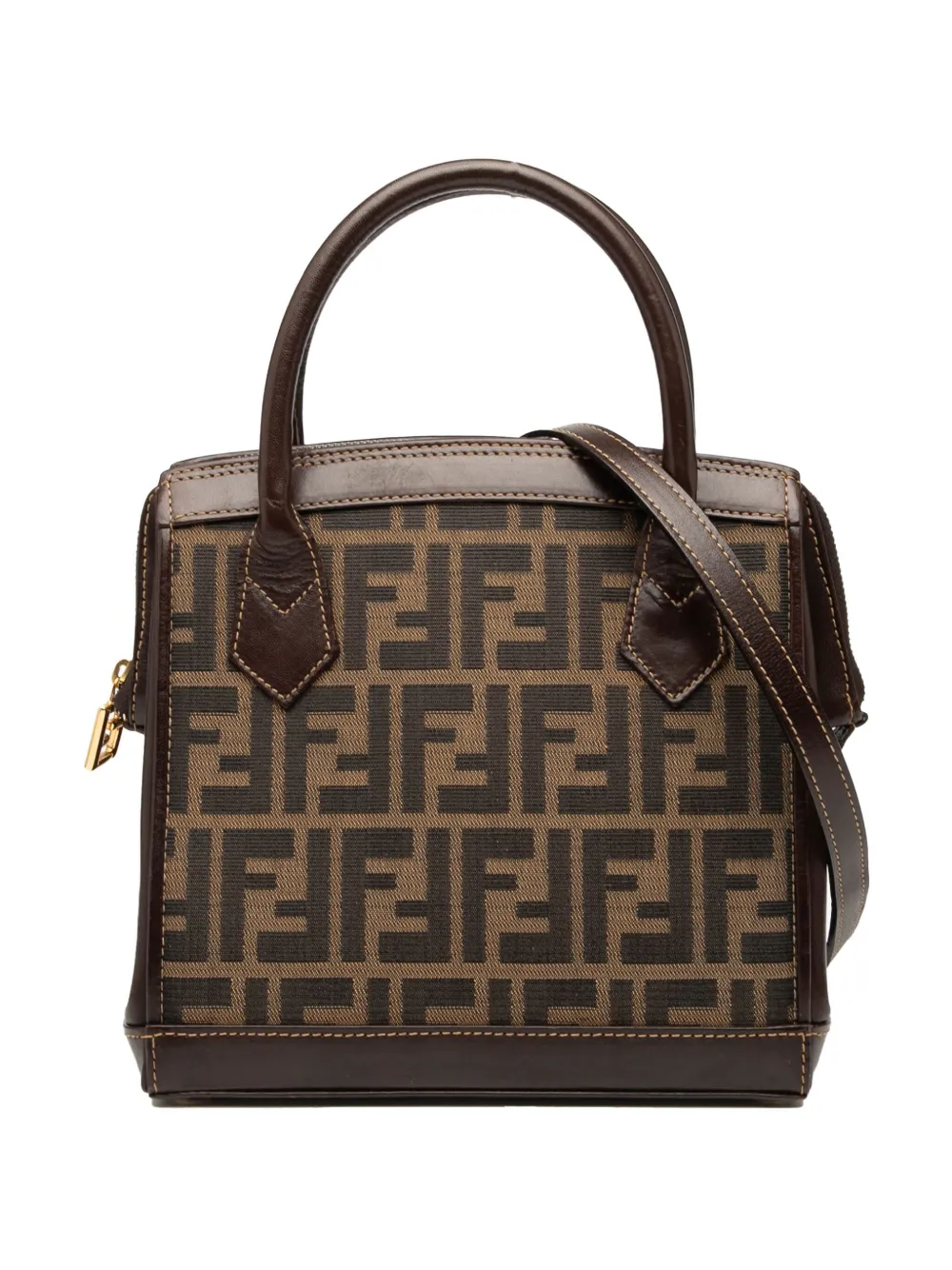 FENDI Pre-owned 20th Century Zucca Canvas Satchel In Brown