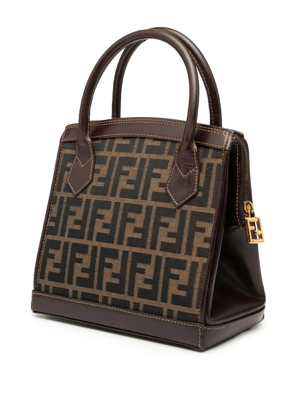 FENDI Pre-owned 20th Century Zucca Canvas Satchel In Brown