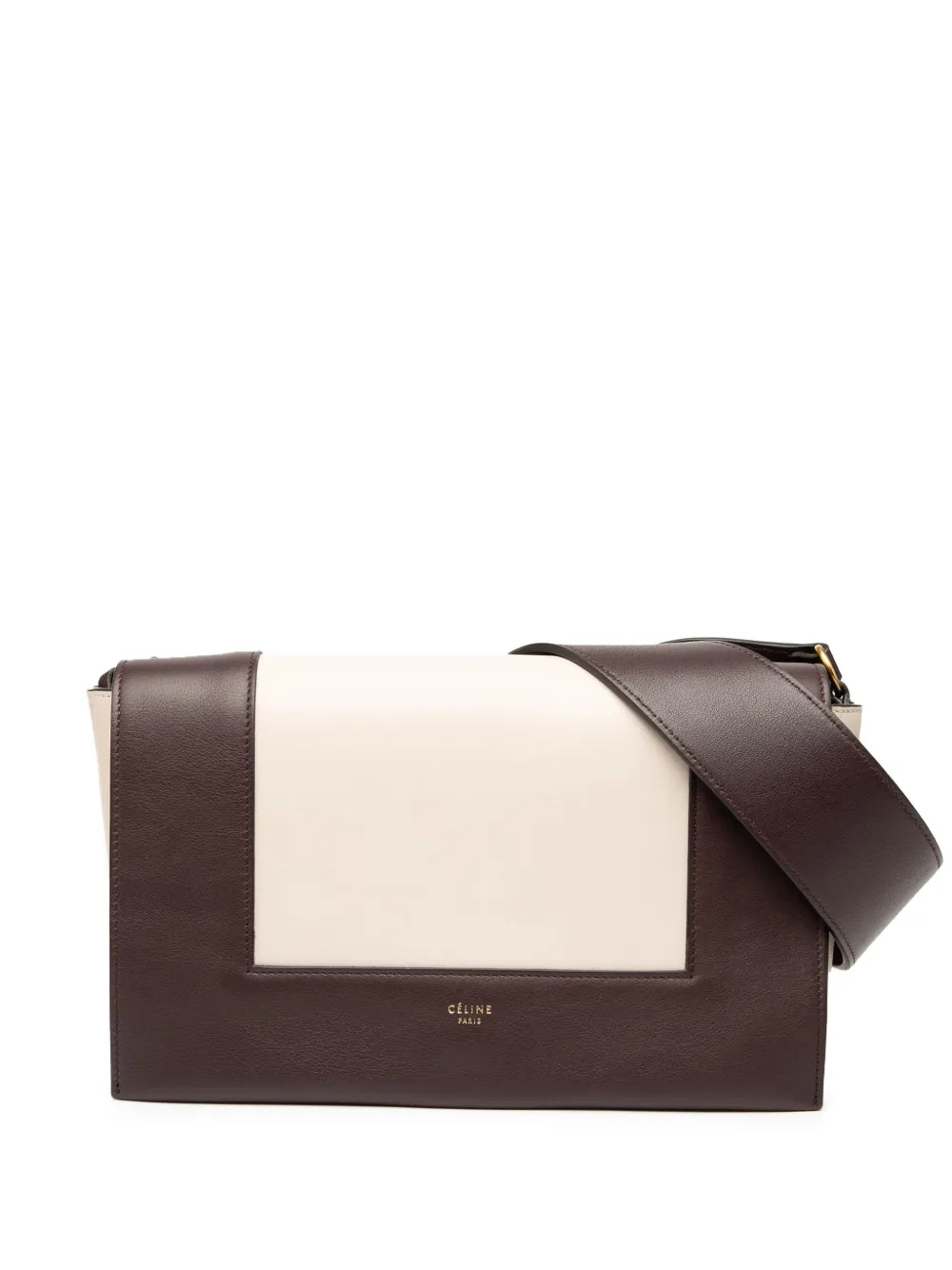 CELINE Pre-owned 2019 Medium Shiny Smooth Calfskin Frame Shoulder Bag In Brown