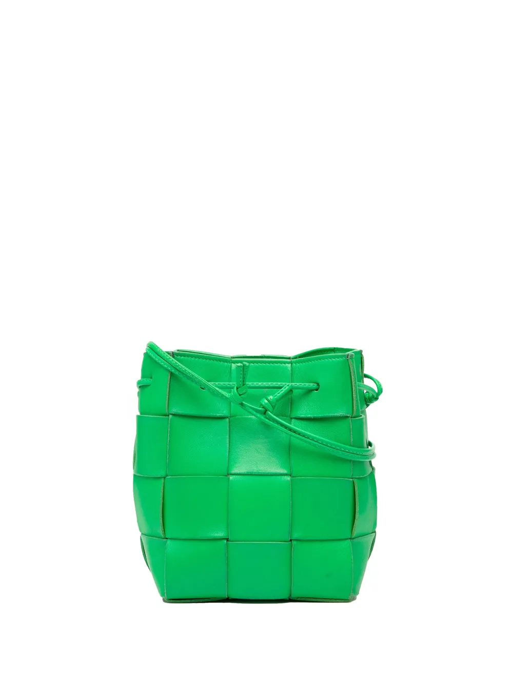 Pre-owned Bottega Veneta 2012-2025 Small Nappa Maxi Intrecciato Cassette Bucket Bag In Green