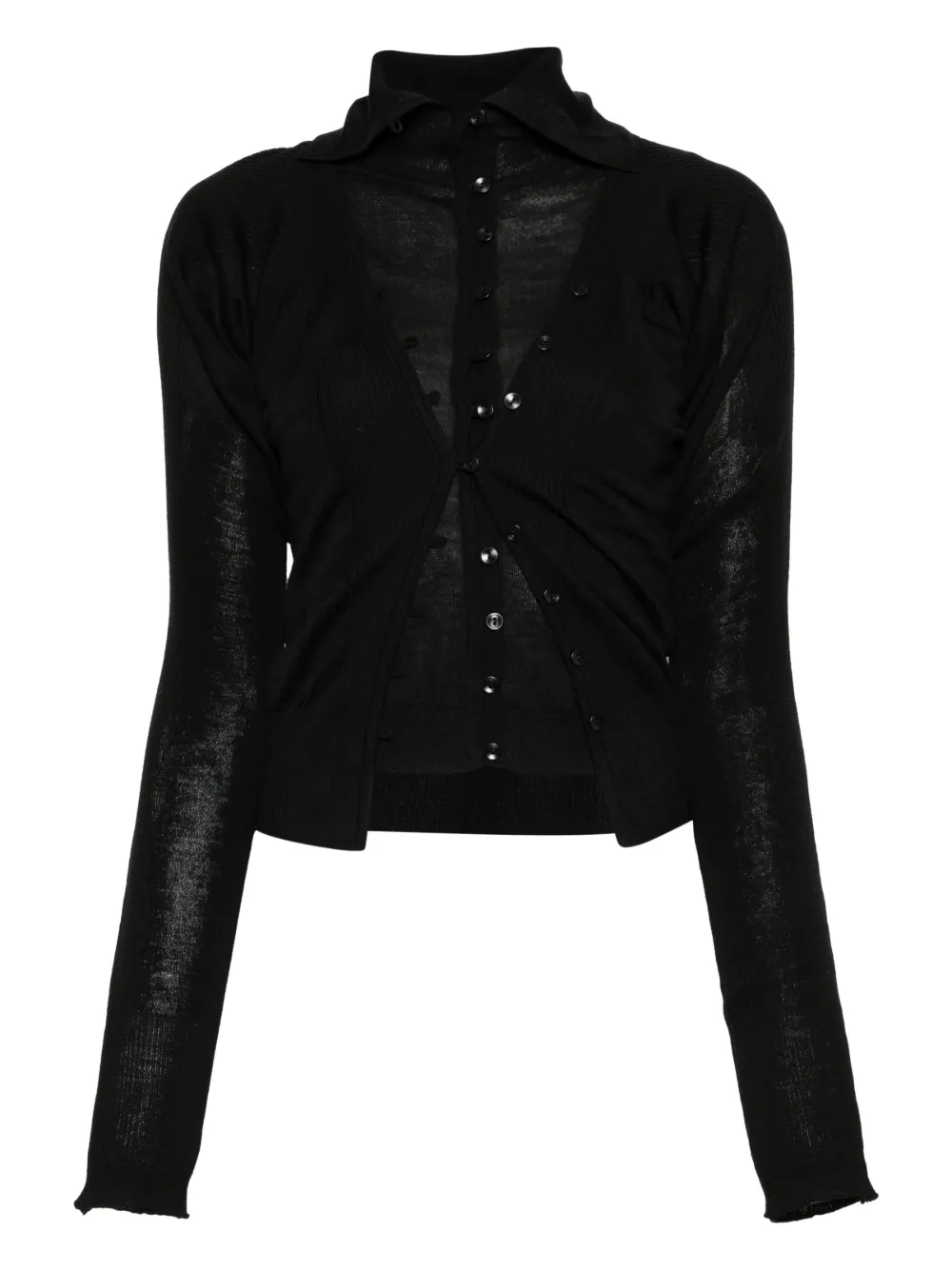 Low Classic Layered Cardigan In Black