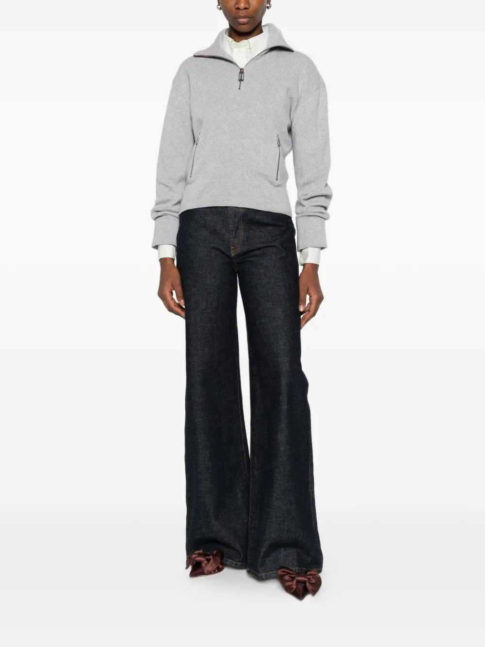  Victoria Beckham Half-zip Sweater - Grey 