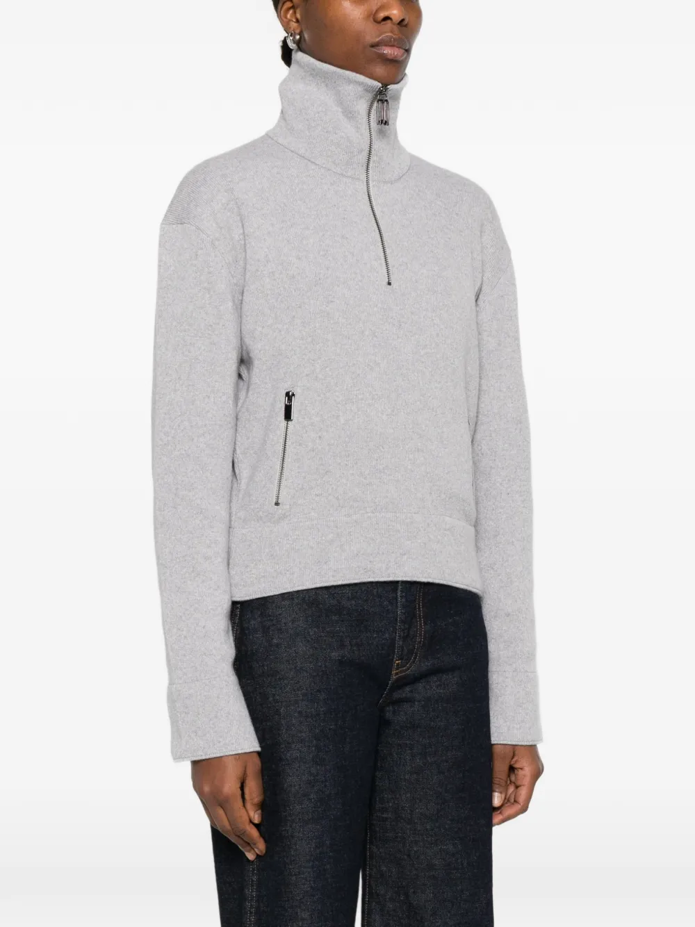  Victoria Beckham Half-zip Sweater - Grey 
