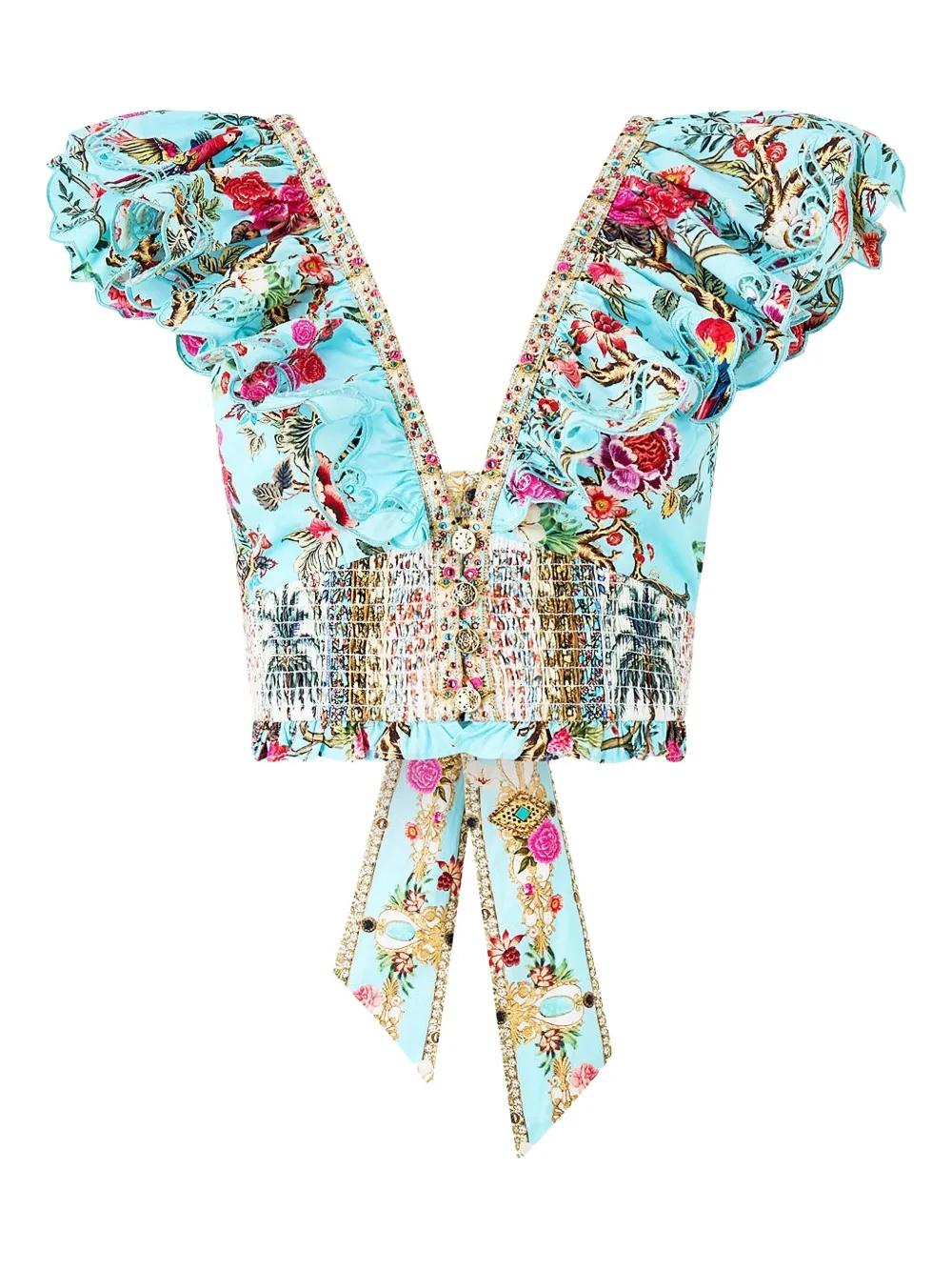 Camilla ショートスリーブ Vネックトップ - ブルー