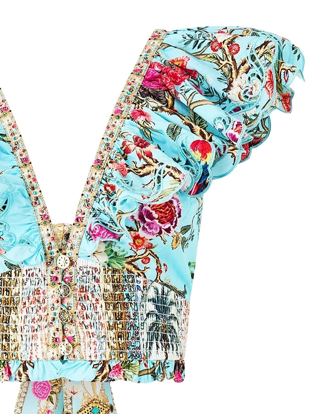 Camilla Top met V-hals - Blauw