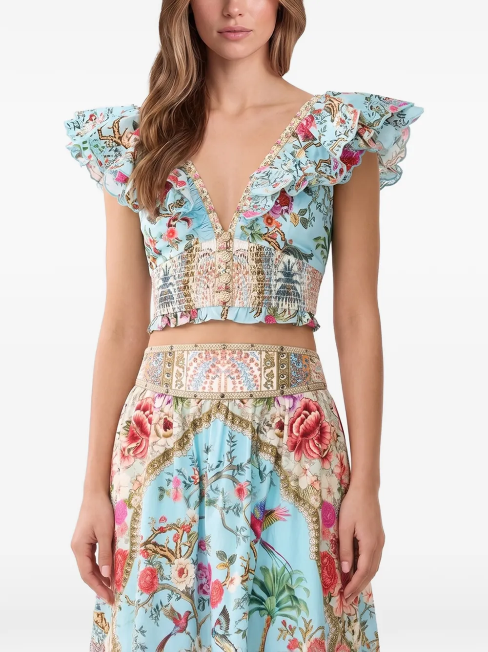 Camilla Top met V-hals Blauw