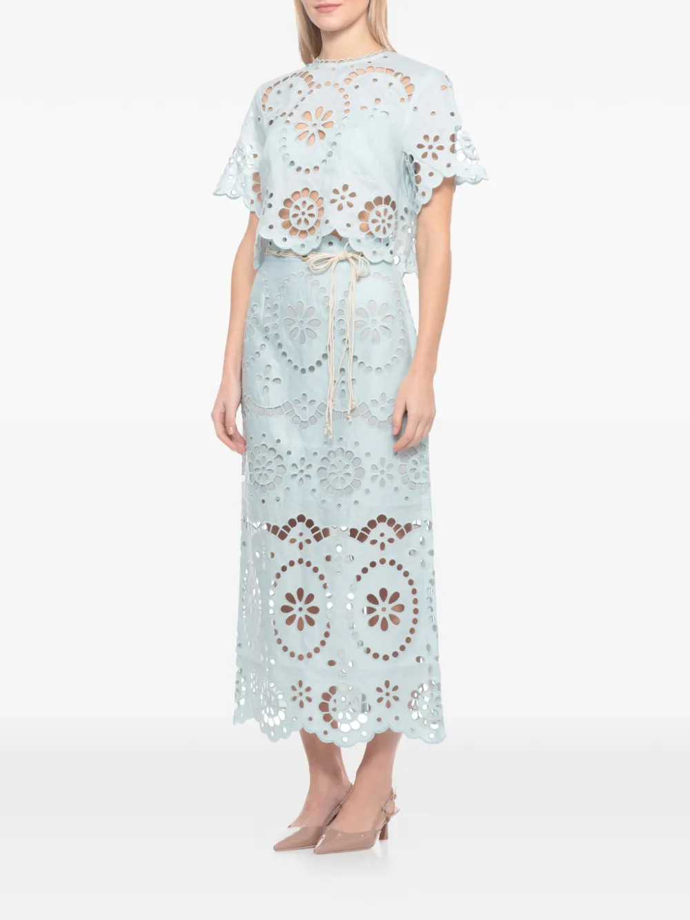  Zimmermann Awaken Embroidered Blouse - Blue 
