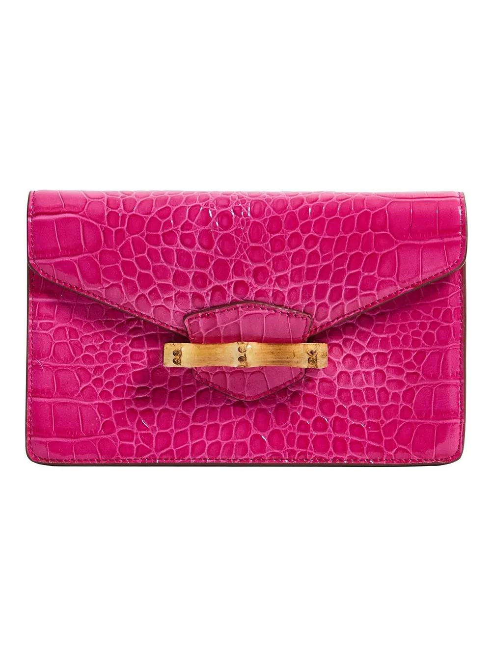 Pamela Munson The Jackie Croc-embossed Clutch In Pink