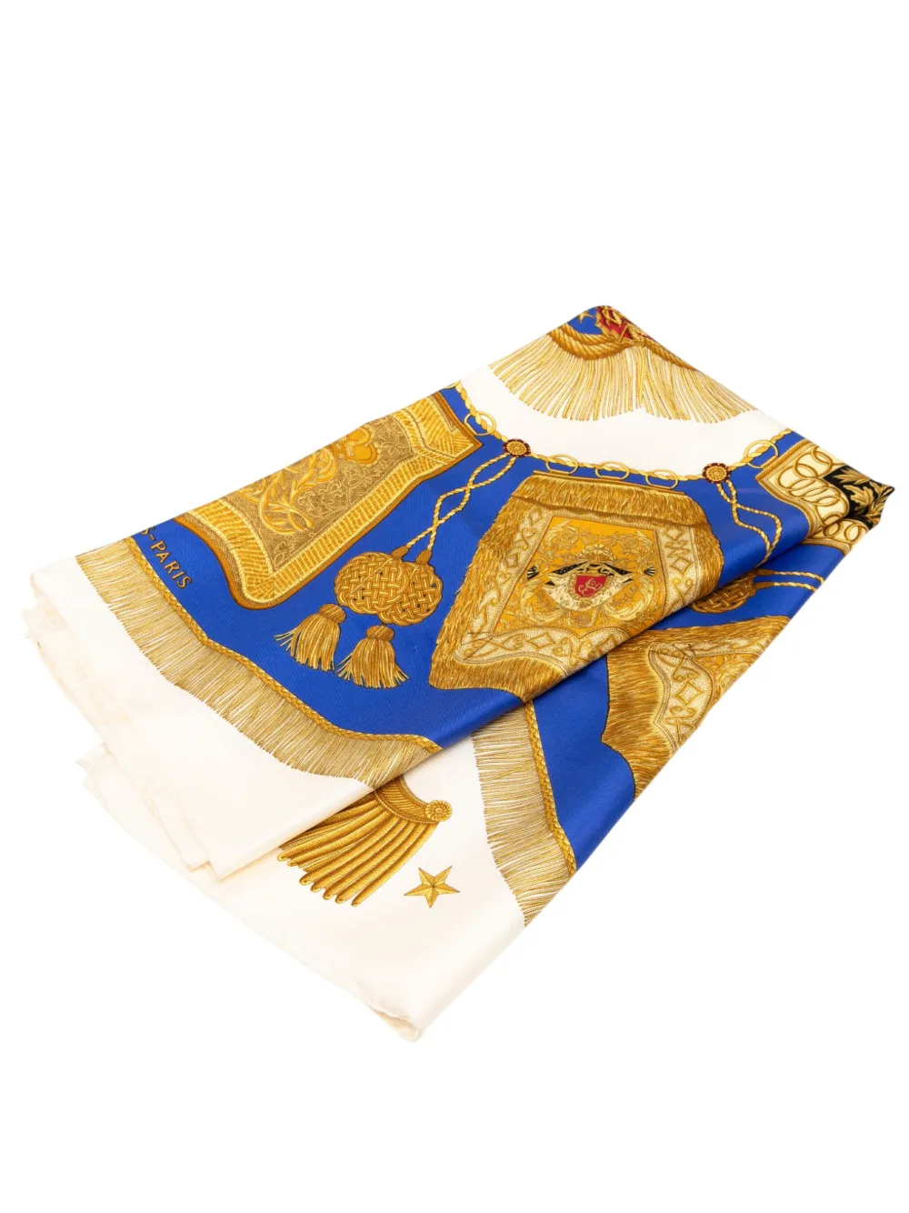 Pre-owned Hermes 20th Century Poste Et Cavalerie Silk Scarf 90 Scarves In White