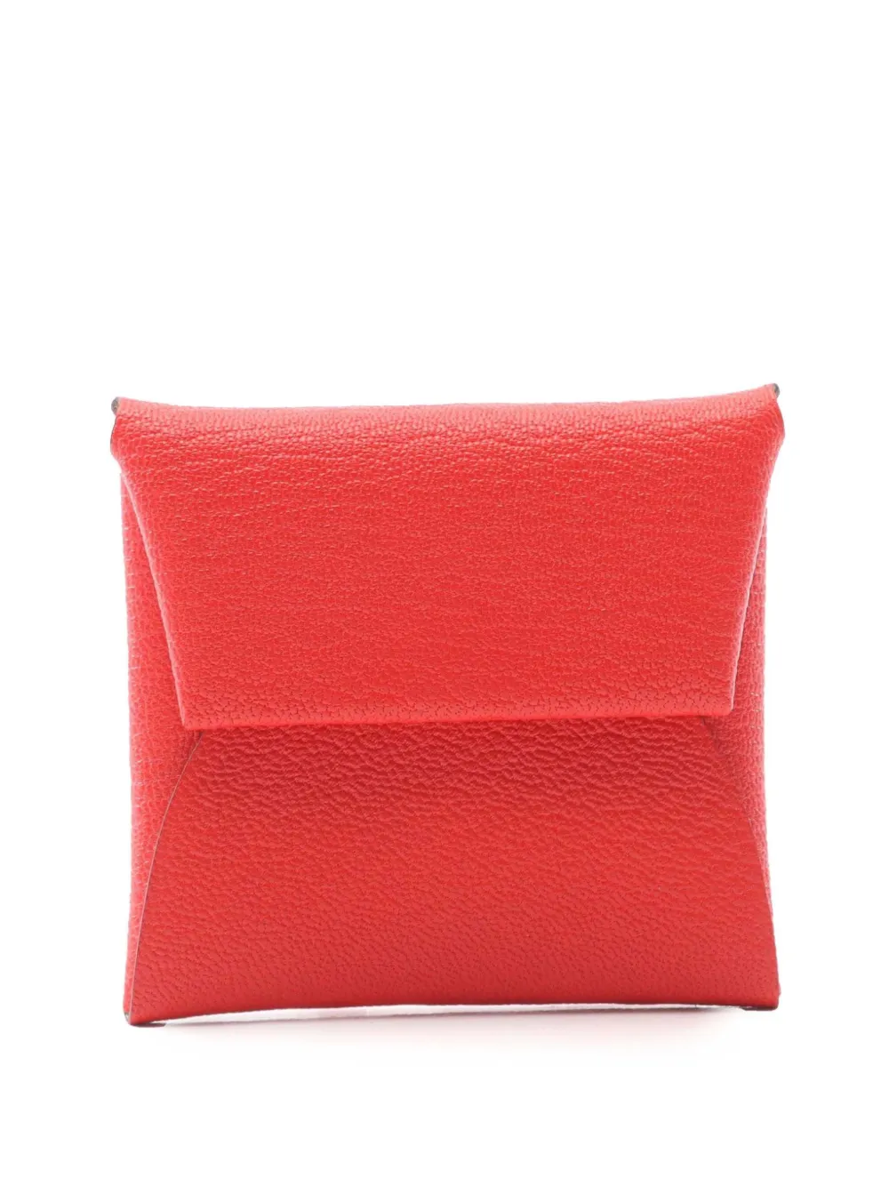 Pre-owned Hermes 2025 Chevre Bastia Coin Pouch In Red