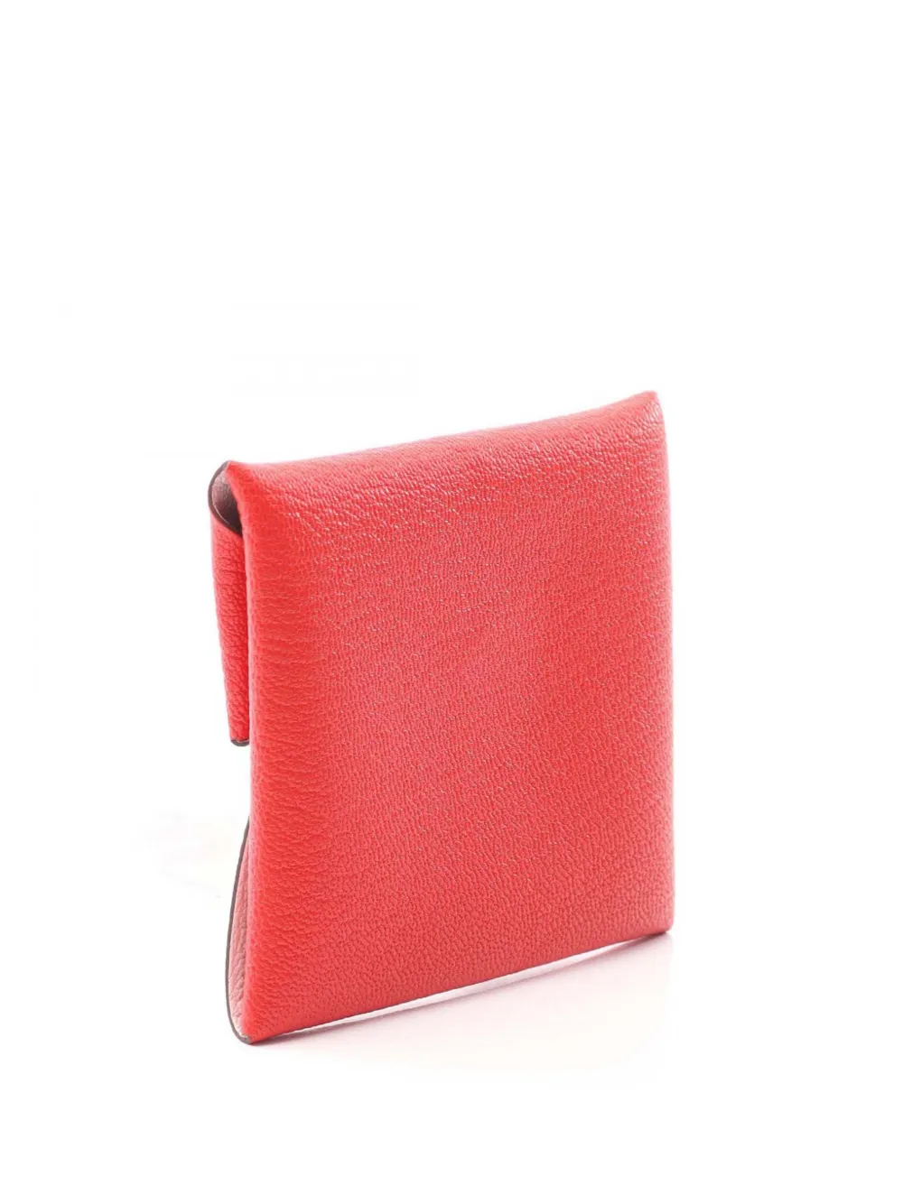 Pre-owned Hermes 2025 Chevre Bastia Coin Pouch In Red