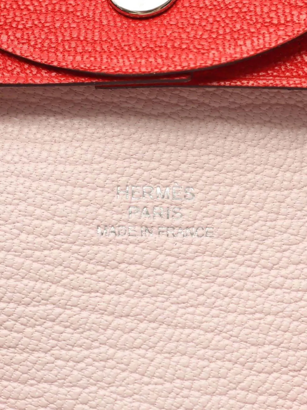 Pre-owned Hermes 2025 Chevre Bastia Coin Pouch In Red