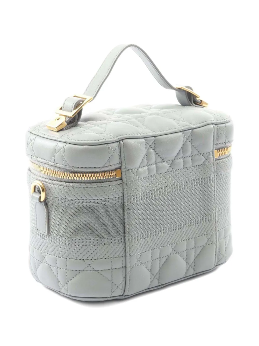 DIOR Pre-owned 2021-2025 Small Leather Cannage Travel Vanity Case Satchel In Green