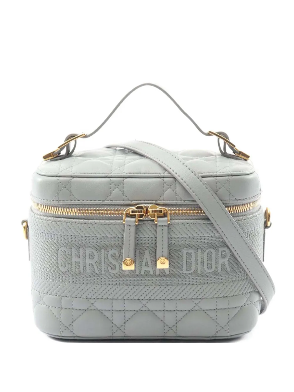 Christian Dior Pre-Owned 2021-2025 スモール レザー カナージュ ディオール トラベル バニティケース Christian Dior Pre-Owned 2021-2025 スモール レザー カナージュ ディオール トラベル バニティケース