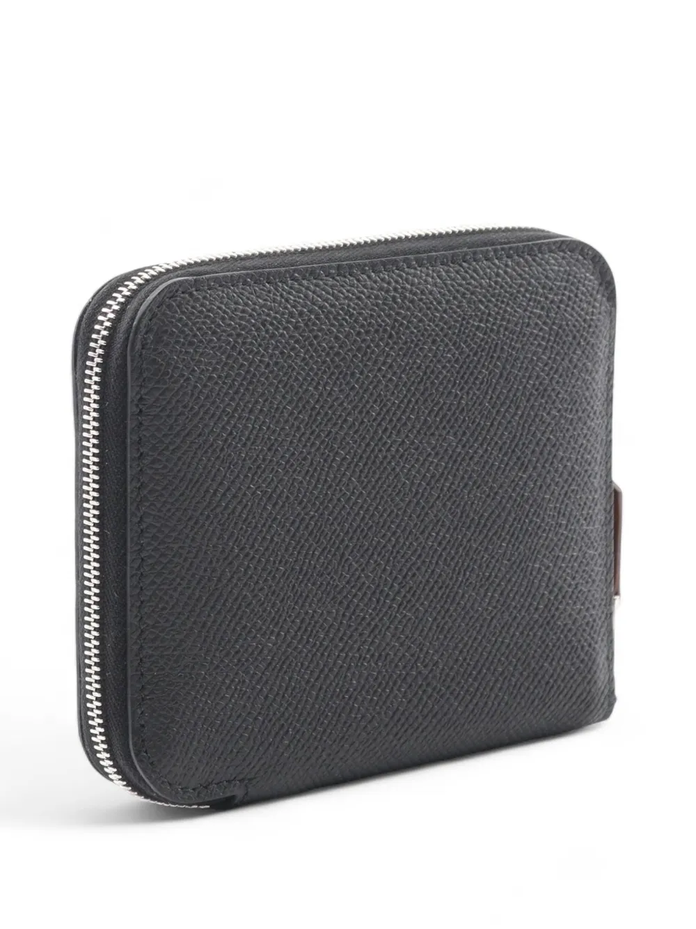 Pre-owned Hermes 2024 Epsom Silk Azap Zip Compact Wallet Small Wallets In Black