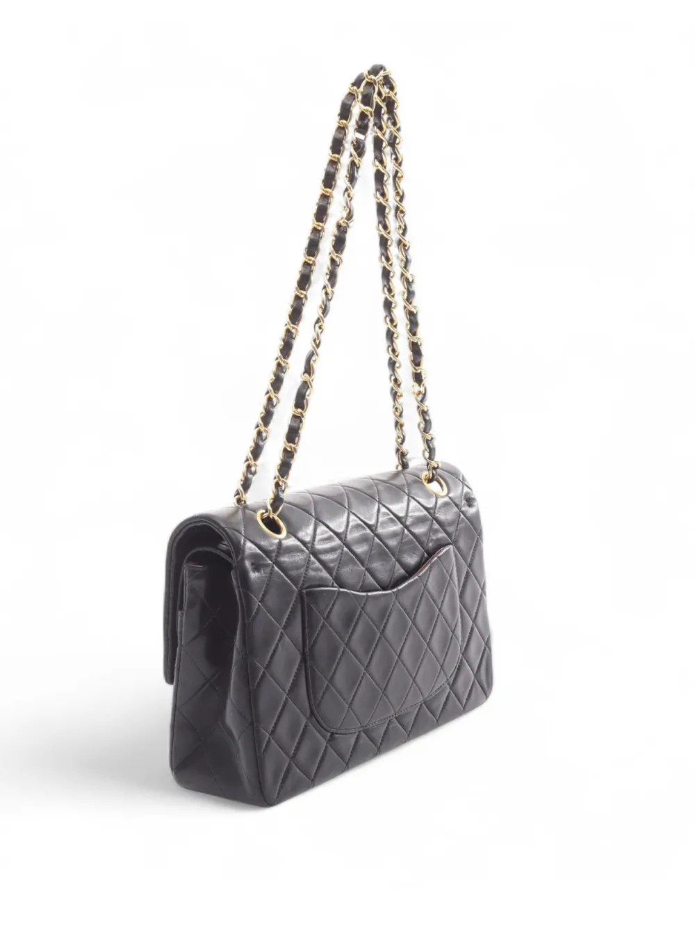 CHANEL Pre-owned 1991-1994 Medium Classic Lambskin Double Flap Shoulder Bag In Black