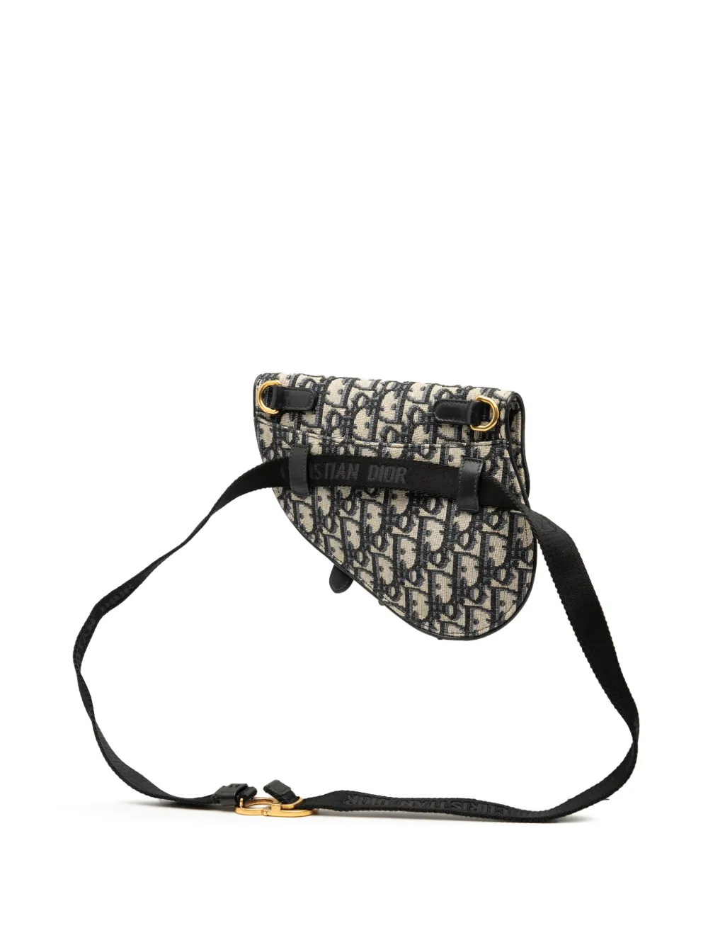 DIOR Pre-owned 2019 Oblique Canvas Saddle Belt Bag In Blue