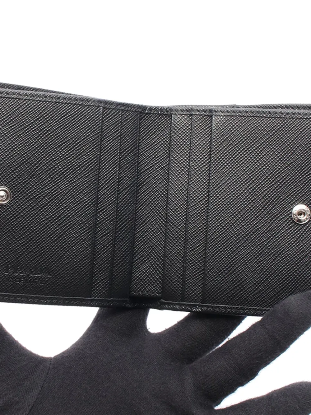 PRADA Pre-owned 2013-2025 Saffiano-trimmed Tessuto Zip Bifold Wallet Small Wallets In Black