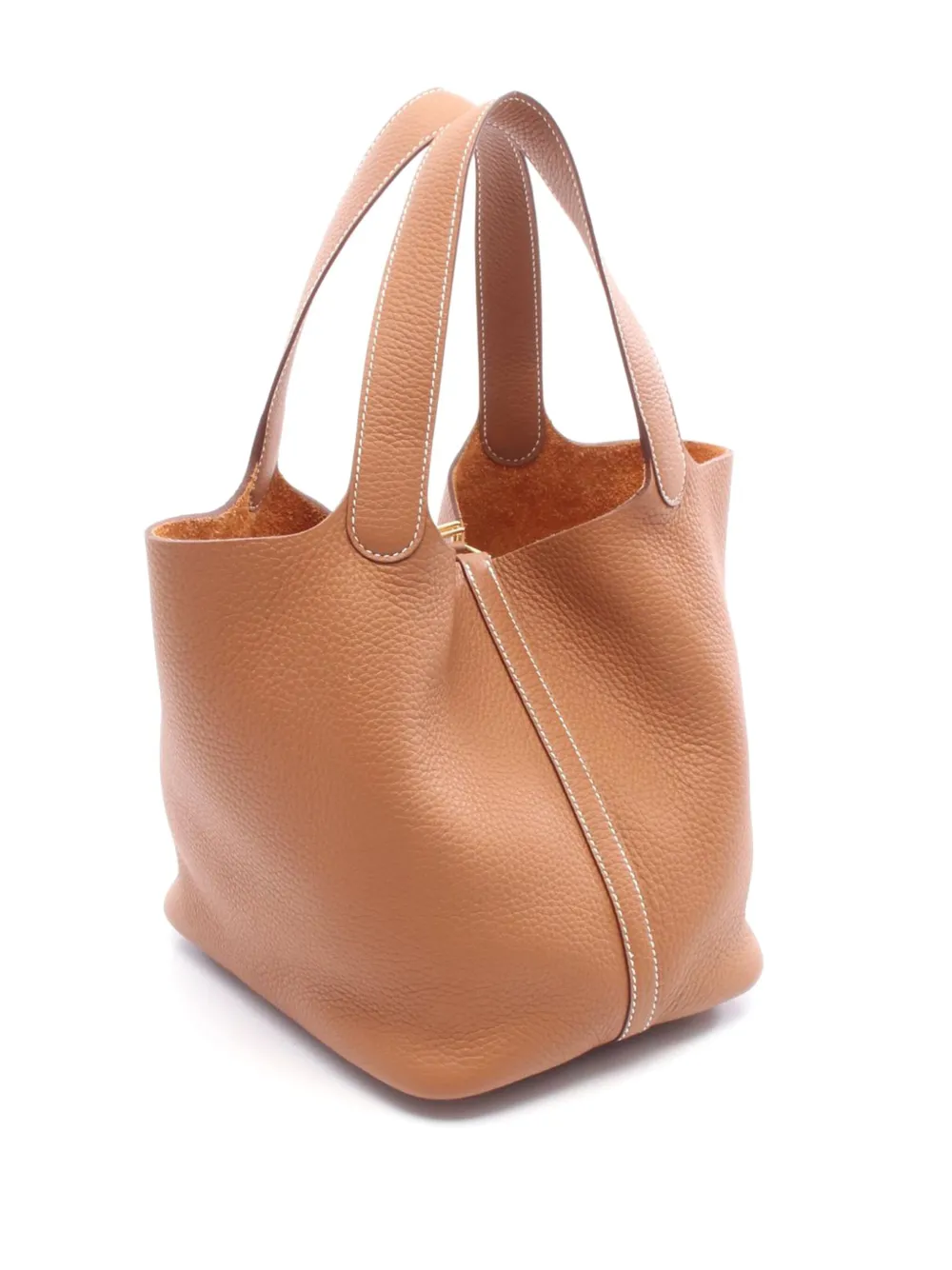 Pre-owned Hermes 2025 Clemence Picotin Lock 22 Handbag In Brown