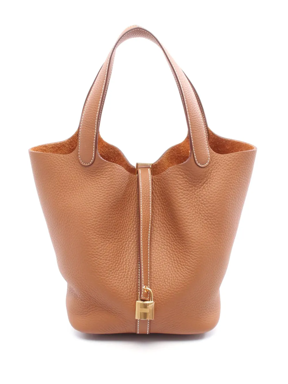 Pre-owned Hermes 2025 Clemence Picotin Lock 22 Handbag In Brown