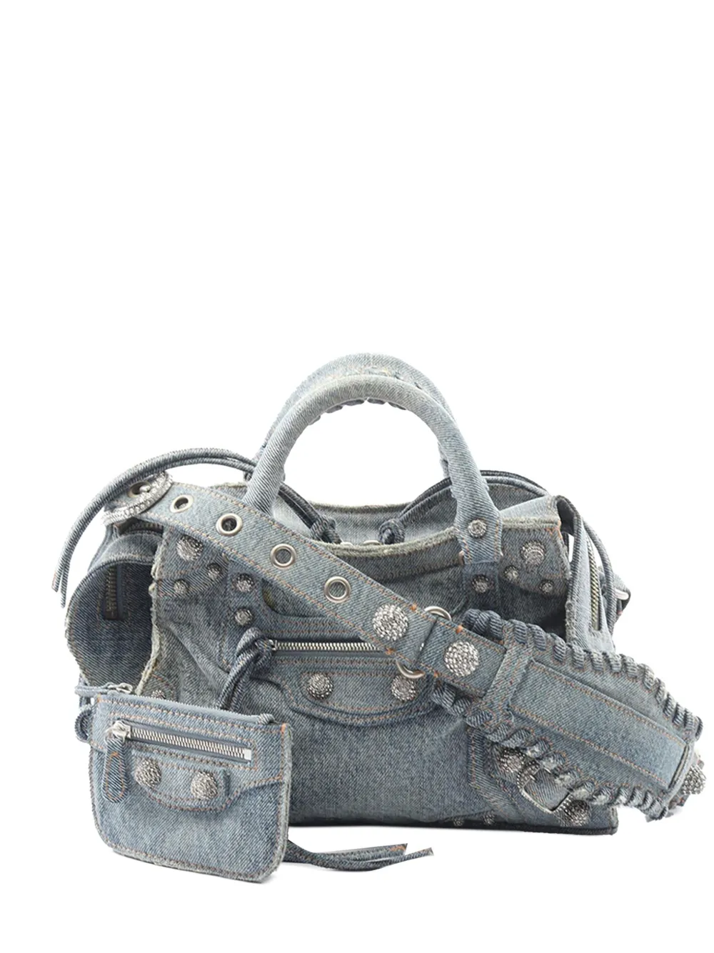 Pre-owned Balenciaga 2010-2025 Denim Motocross Neo Cagole Xs Satchel In Blue