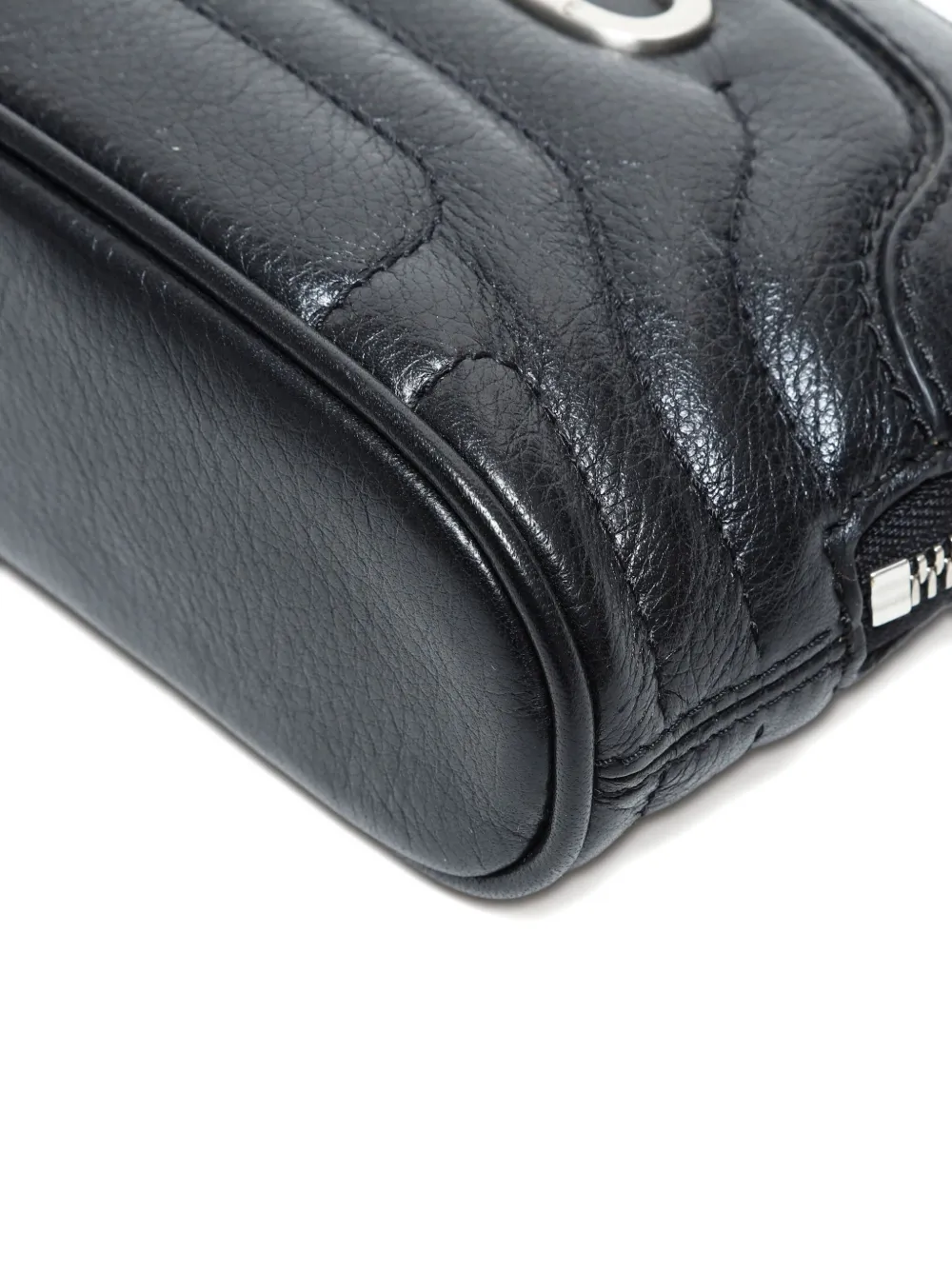 Pre-owned Celine 2000s Triomphe Quilted Leather Pouch In Black