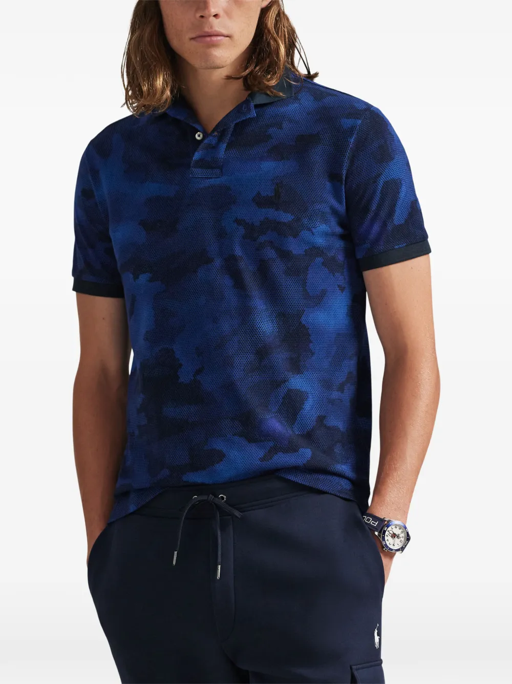 Polo Ralph Lauren Piqué poloshirt met camouflageprint Blauw