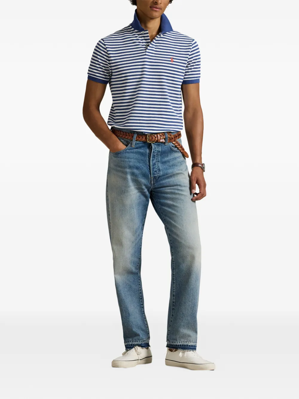 Polo Ralph Lauren Gestreept piqué poloshirt Wit