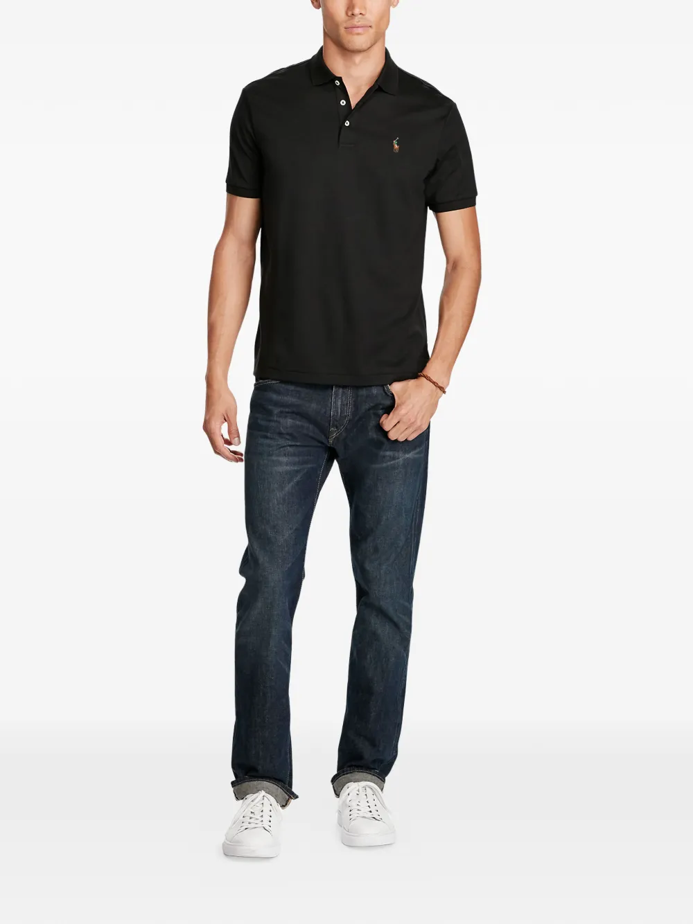 Polo Ralph Lauren Poloshirt met korte mouwen en knoop Zwart