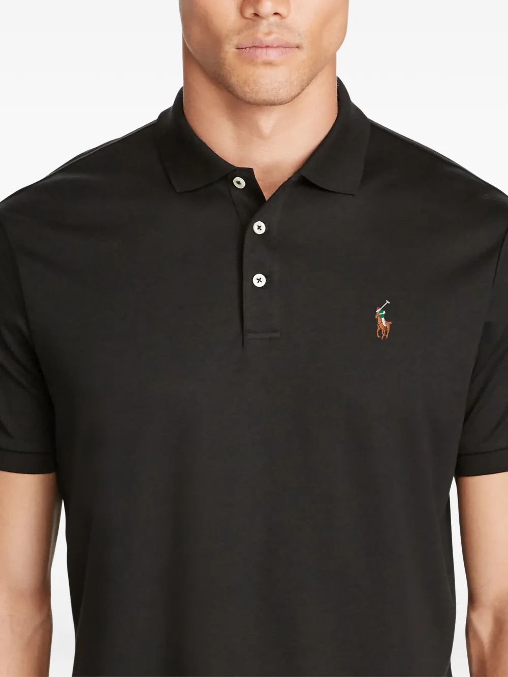 Polo Ralph Lauren Poloshirt met korte mouwen en knoop Zwart