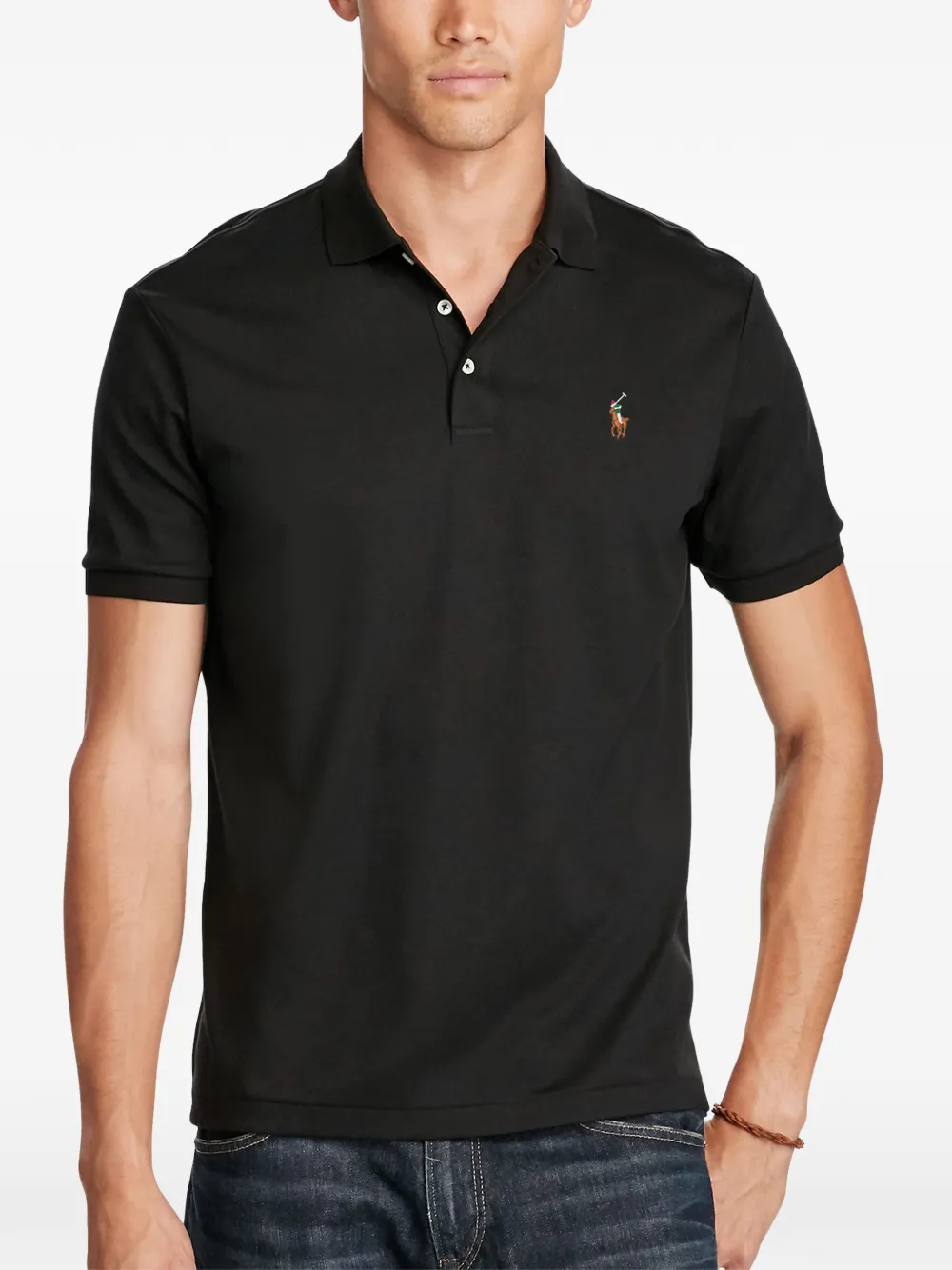 Polo Ralph Lauren Poloshirt met korte mouwen en knoop Zwart