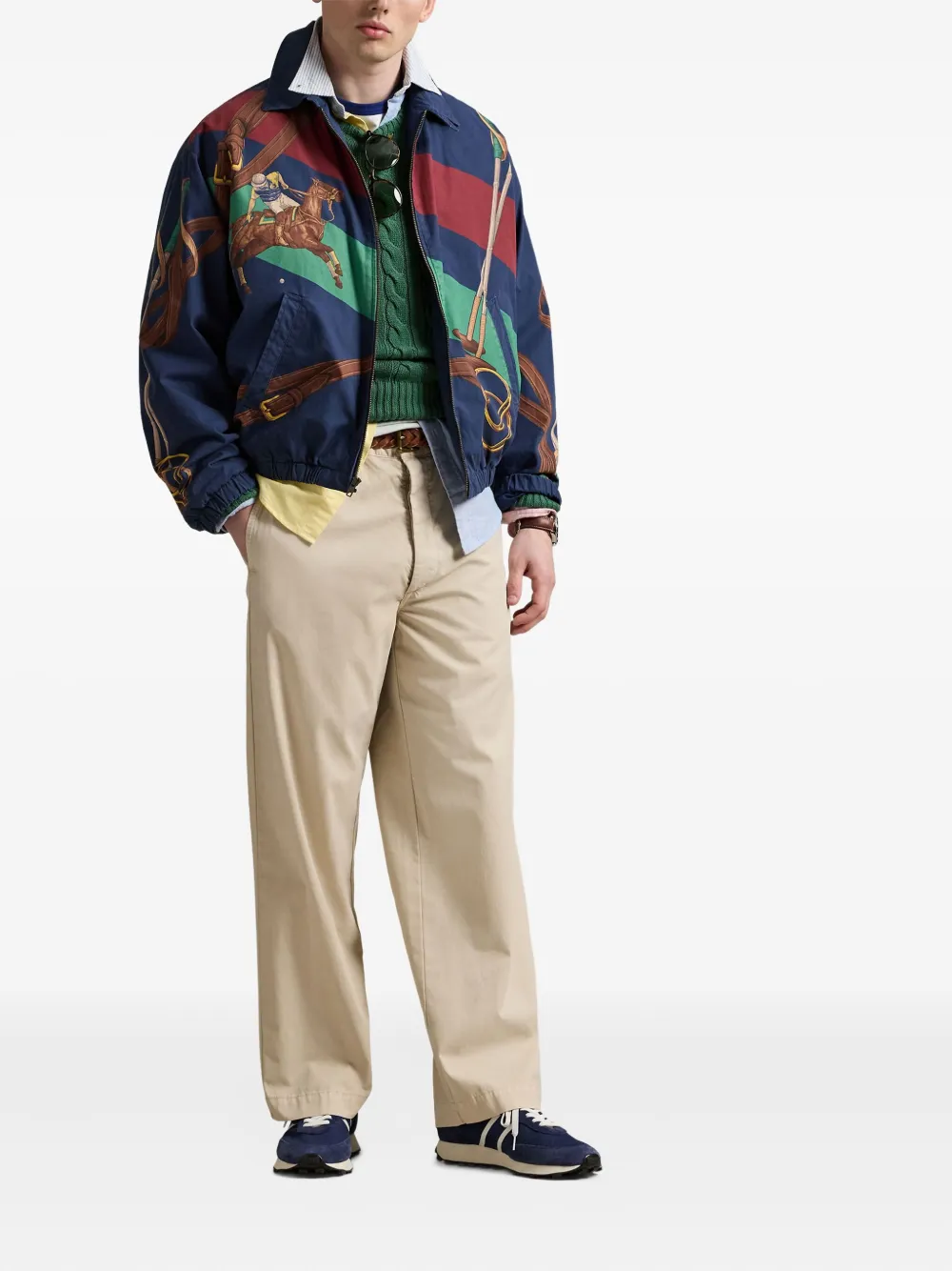 Polo Ralph Lauren equestrian-print bomber jacket Blauw