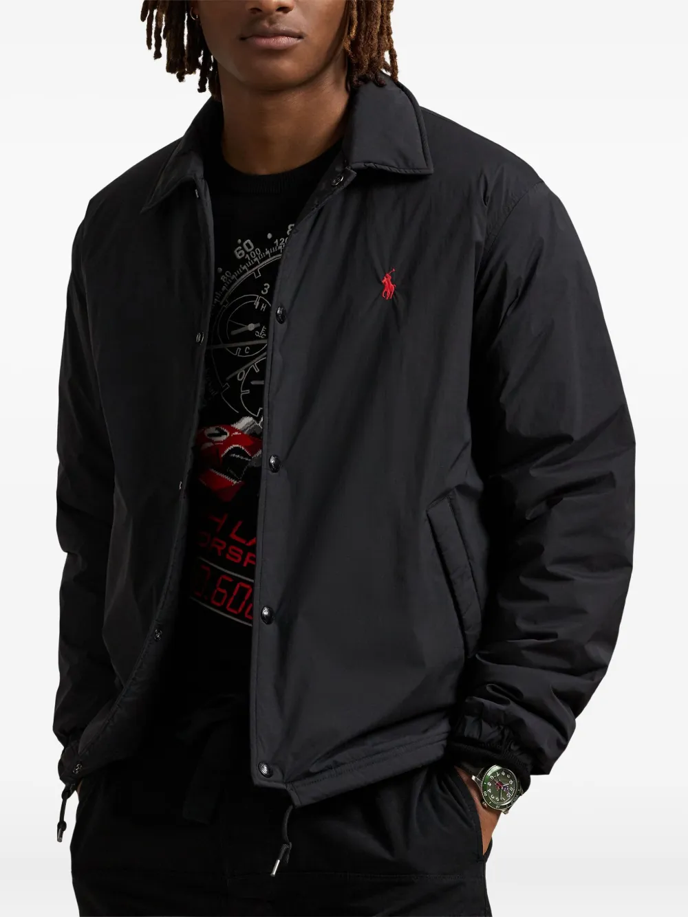 Polo Ralph Lauren logo-embroidered jacket Zwart