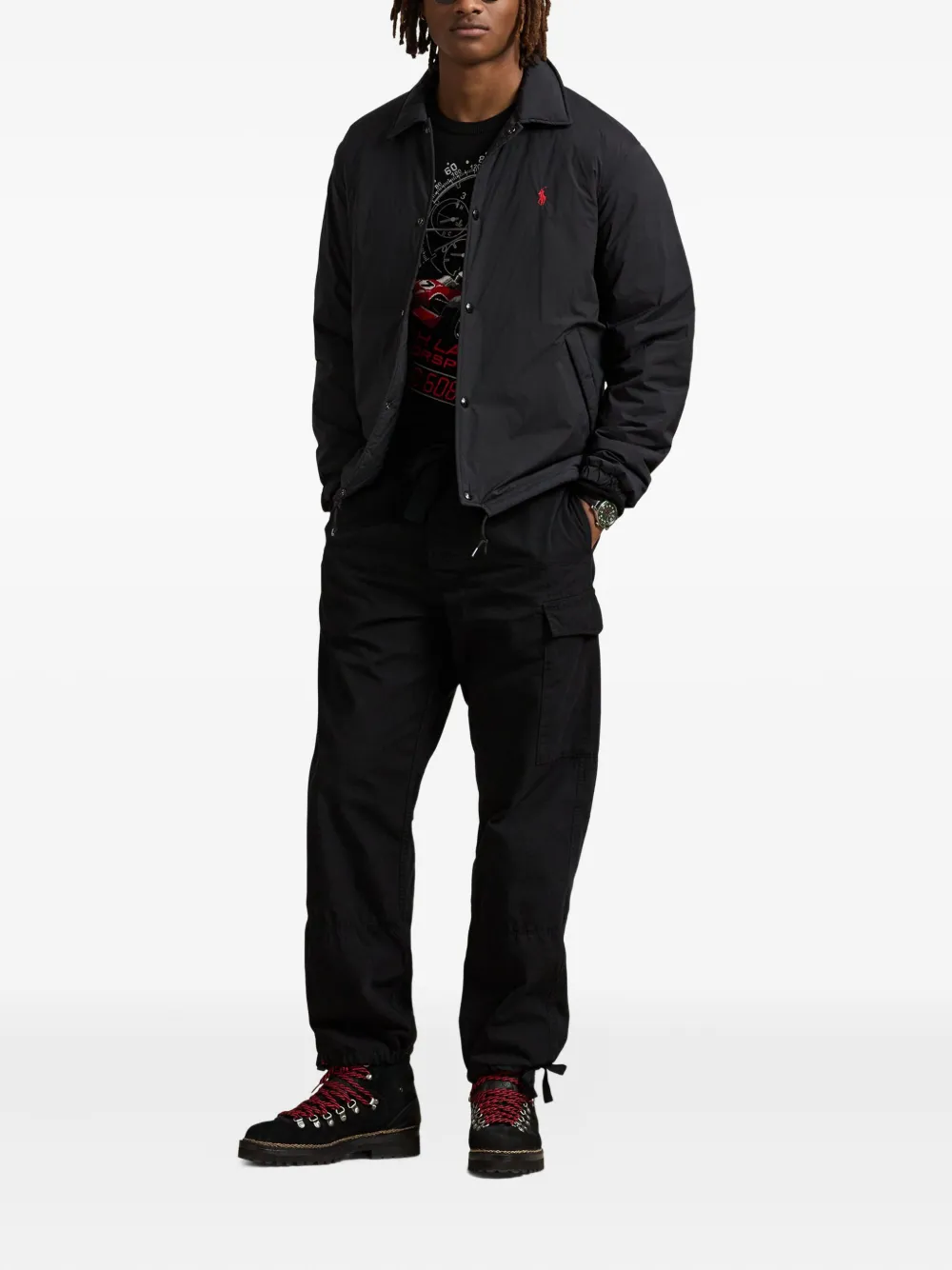 Polo Ralph Lauren logo-embroidered jacket Zwart