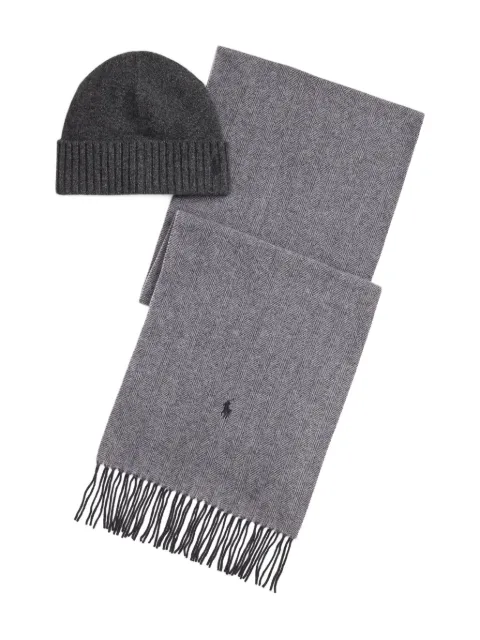 Polo Ralph Lauren herringbone fringed scarf set