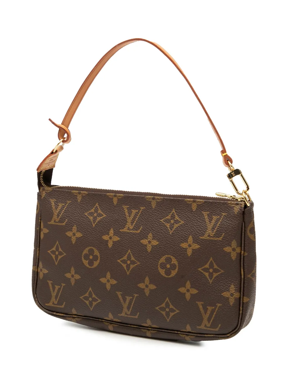 Pre-owned Louis Vuitton 2003 Monogram Pochette Accessoires Shoulder Bag In Brown