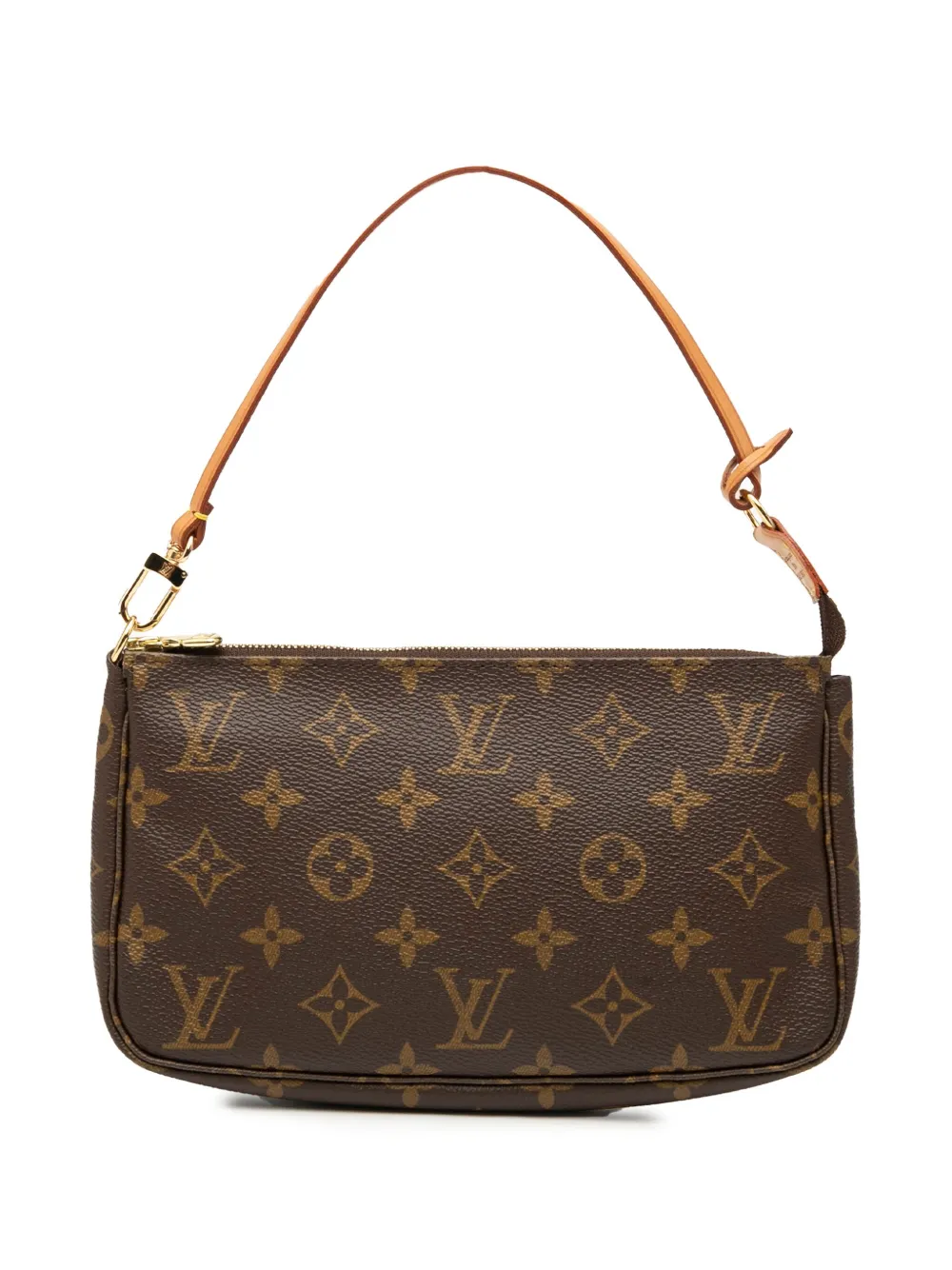 Pre-owned Louis Vuitton 2003 Monogram Pochette Accessoires Shoulder Bag In Brown