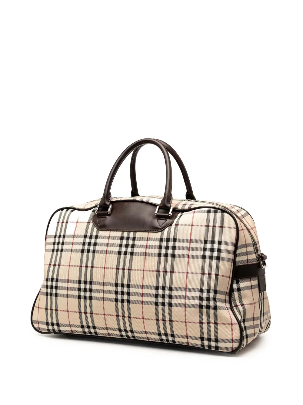 Pre-owned Burberry 2000-2017 House Check Canvas Travel Bag In Brown